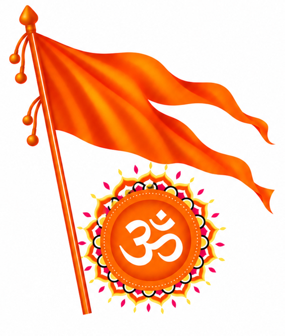 Saffron flag with Om mandala